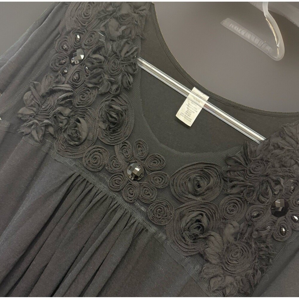 Embroidered Embellished Black Dress Sz 2X Dark Fairy Romance Whimygoth Gothic